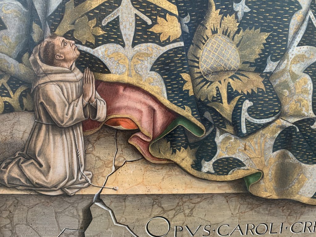 Carlo Crivelli: Carlo Crivelli, Madonna and Child, 1482, Vatican Museums, Vatican City. Detail.