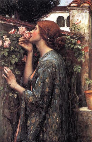 Flowers in art: John William Waterhouse, The Soul of the Rose, 1908, Private Gallery