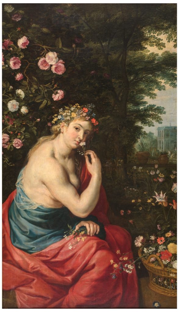 Flowers in art: Peter Paulus Rubens, The Goddess Flora, 1625, Museo del Prado, Spain