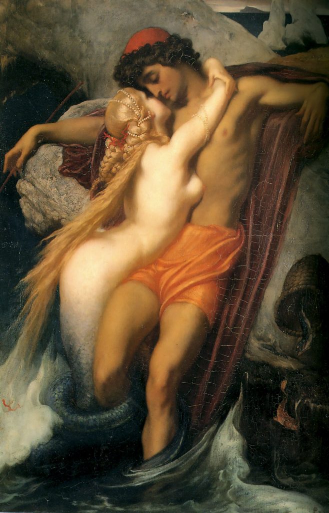 Mermaids in art: Frederic Leighton, The Fisherman and the Syren, 1856, Bristol City Museum and Art Gallery, Bristol, UK.
