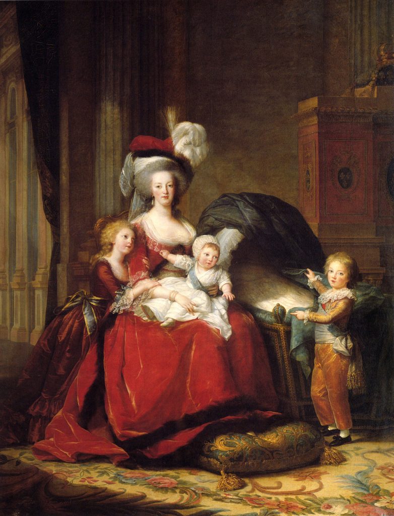 Royal Portraits: Royal Portraits: Elisabeth Louise Vigée Le Brun, Marie Antoinette and Her Children, 1787, Palace of Versailles, Versailles, France.
