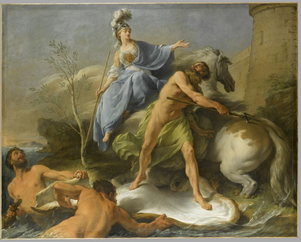 Paris Salon. Noël Hallé, Dispute between Minerva and Neptune to give a name to the city of Athens, 1748, Musée de Louvre, Paris, France.
