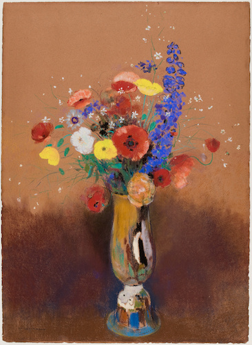 Flowers in art : Odilon Redon, Bouquet de fleurs des champs dans un vase à long col, 1912, Musée d’Orsay, Paris, France