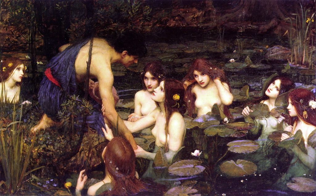 mermaids in art: John William Waterhouse, Hylas and the Nymphs, 1896