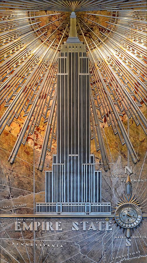 art deco: Shreve, Lamb and Harmon architects, Aluminum Relief in the lobby of Empire State Building, 1930s, Manhattan, New York, NY, USA. Photo by Meghan Weatherby, Executive Director, ADSNY.

