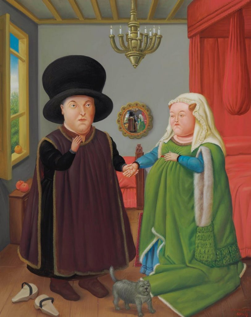 Fernando Botero masterpieces: The Arnolfini Portrait, 1997, private collection.