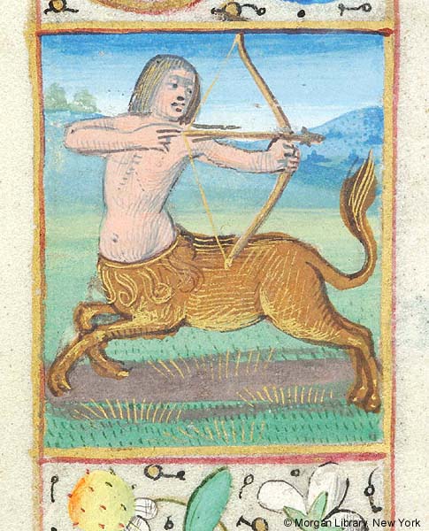 centaurs in art: Centaur from the Book of Hours, late 15th century, France, The Morgan Library & Museum, New York, NY, USA.
