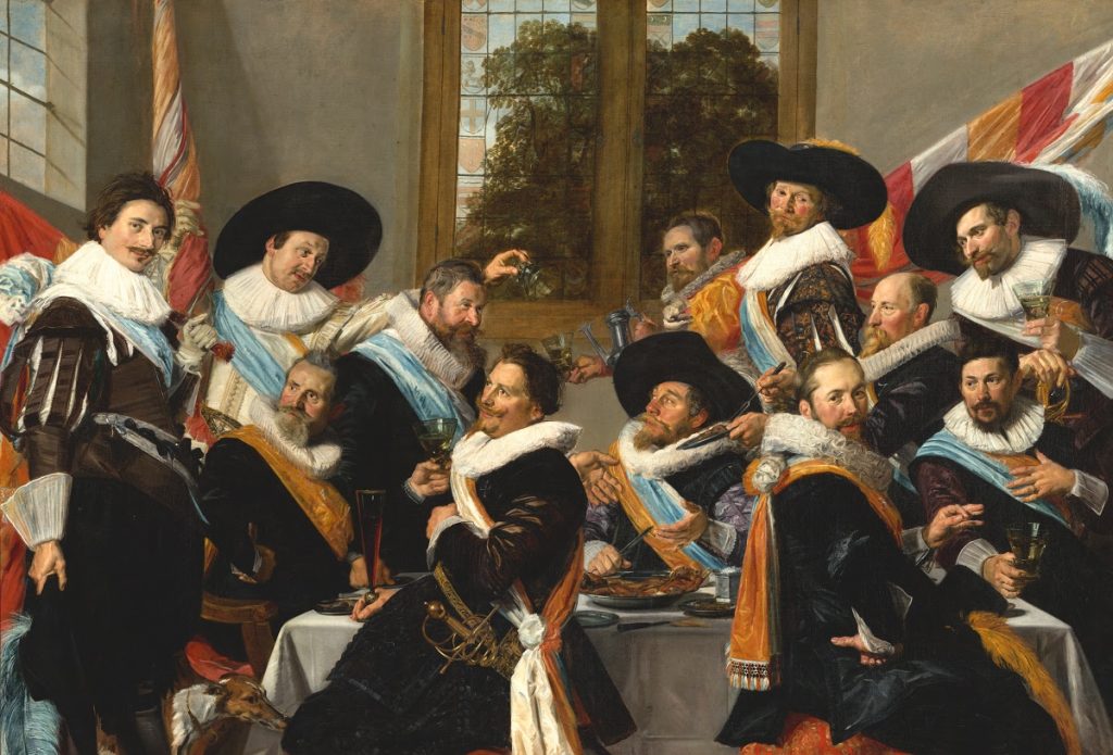haarlem dutch golden age: Haarlem in the Dutch Golden Age: Frans Hals, Banquet of the Officers of the St Adrian Civic Guard (the Calivermen), 1627, Frans Hals Museum, Haarlem, Netherlands.
