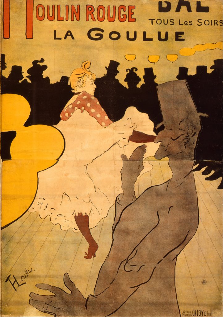 Henri de Toulouse-Lautrec, Moulin Rouge–La Goulue, 1891, Indianapolis Museum of Art, Indianapolis, IN, USA.