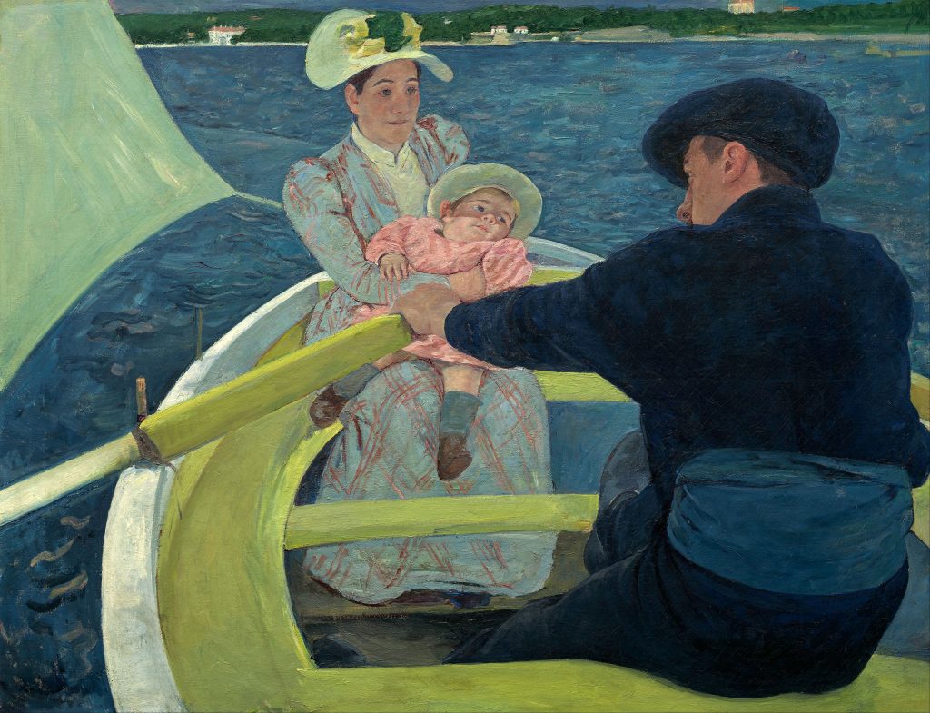 mary cassatt motherhood: Mary Cassatt, The Boating Party, 1893–1894, The National Gallery of Art, Washington, DC, USA.
