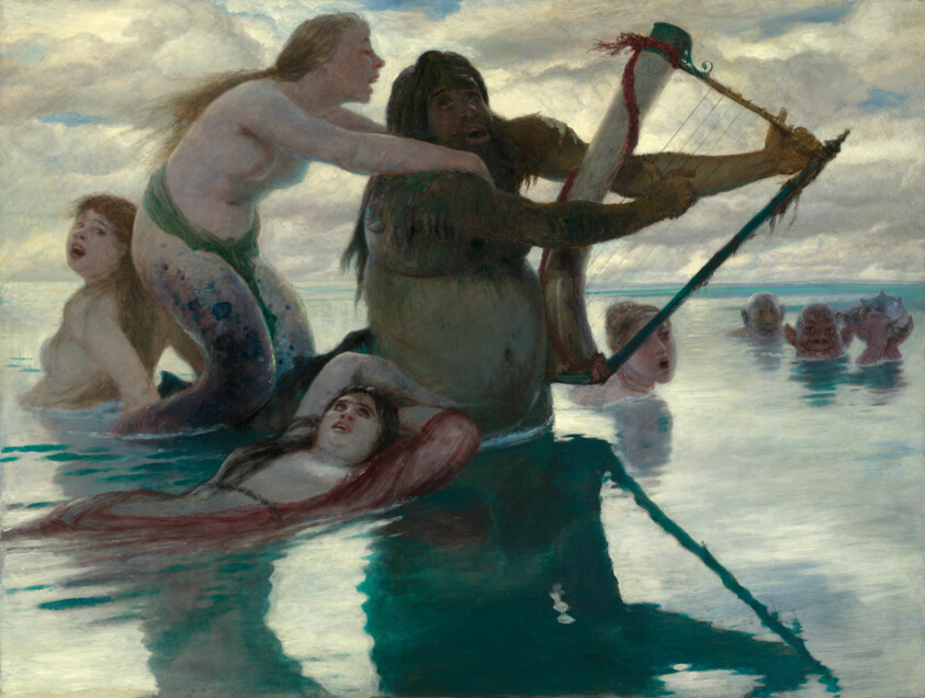 Mermaids in art: Arnold Böcklin, In The Sea, 1883, Art Institute Chicago, Chicago, IL, USA.
