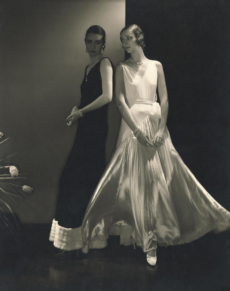 Fashion Photographers Edward Steichen, Model Marion Morehouse, and another model wearing dresses by Madeleine Vionnet, 1930, New York, NY, USA