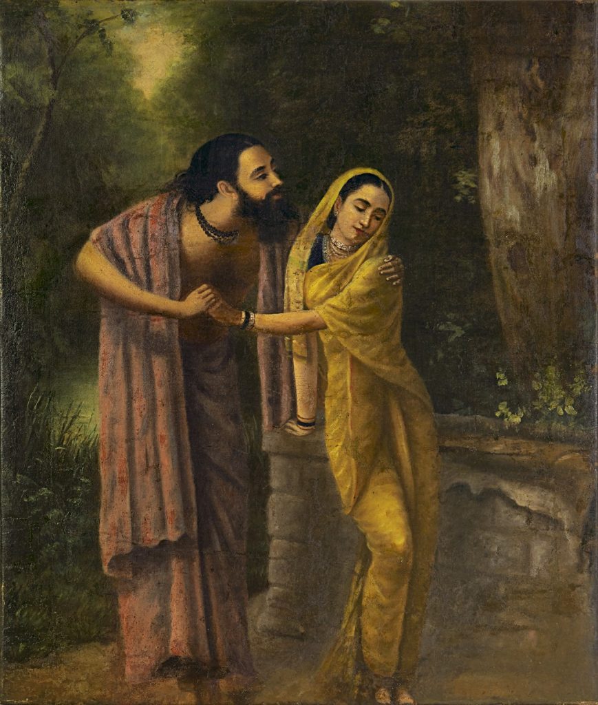 Modern Indian Art: Raja Ravi Varma, Arjun And Subhadra, c. 1890. AstaGuru.
