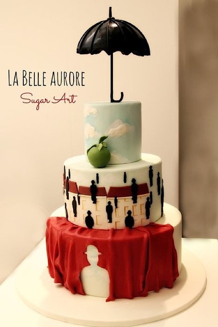 Cake Art: Cake inspired by René Magritte. Photograph by La Belle Aurore via Pinterest.
