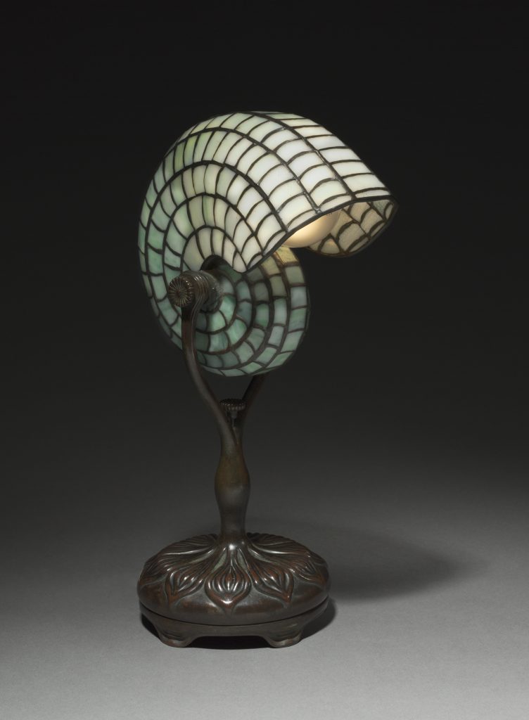 Tiffany Glass: Tiffany Glass & Decorating Company, Nautilus Reading Lamp, ca. 1899 to 1902, Cleveland Museum of Art, Cleveland, OH, USA.
