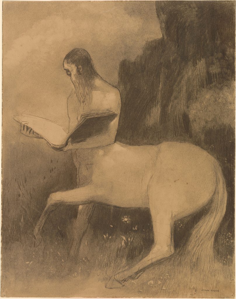 centaurs in art: Odilon Redon, Centaur reading, 1880s, The Morgan Library & Museum, New York, NY, USA.

