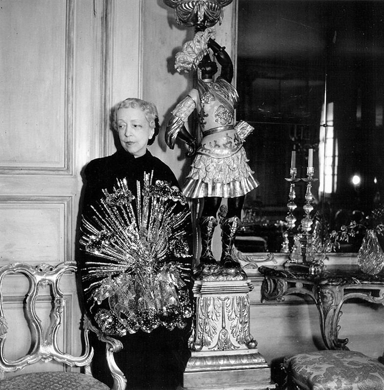 Women Interior Designers:  Women Interior Designers: Cecil Beaton, Elsie de Wolfe in her Paris apartment wearing a Schiaparelli. Another Mag.
