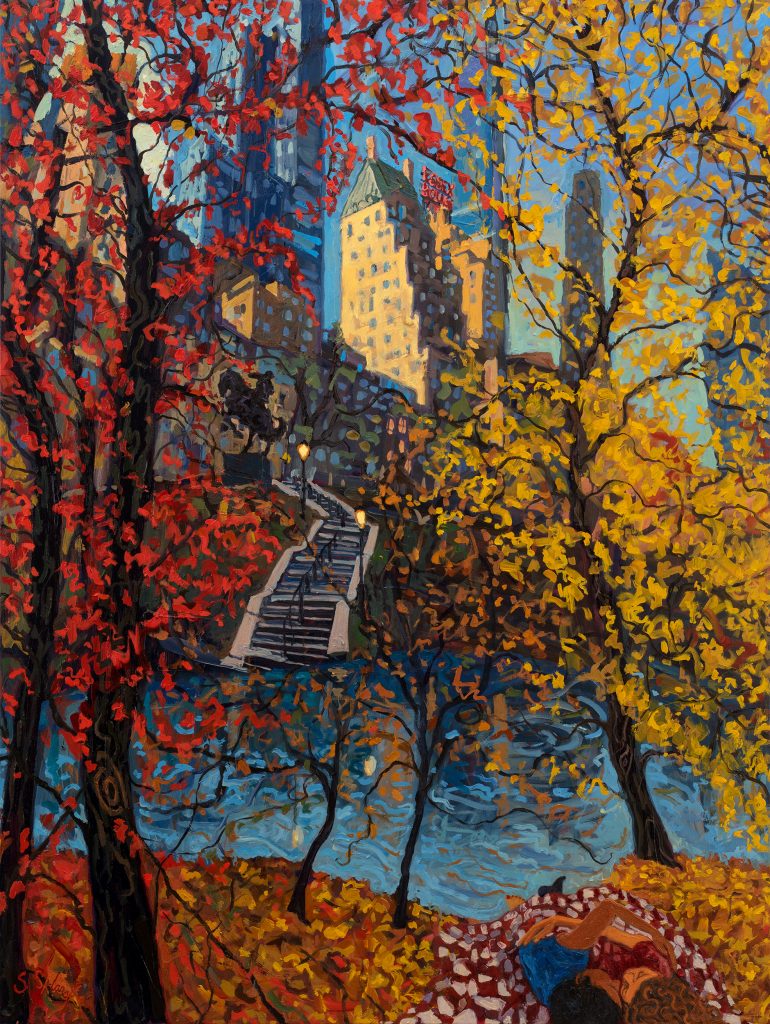 Sonya Sklaroff: Sonya Sklaroff, Thanksgiving NYC style, 48x36 inches, oil on canvas, 2022, private collection. photo credit: John Berens, © Sonya Sklaroff 2022