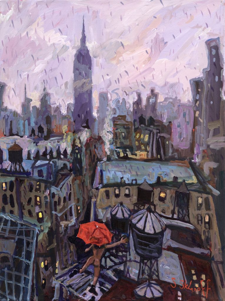 Sonya Sklaroff: Sonya Sklaroff, What a marvelous day to dance naked in the rain, oil on canvas, 2020, 24x18 inches, private collection. photo credit: John Berens, © Sonya Sklaroff 2020