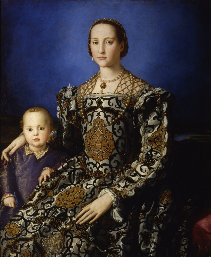 Agnolo Bronzino, Portrait of Eleonora di Toledo with her son Giovanni, 1544–1545, Uffizi Gallery, Florence, Italy.