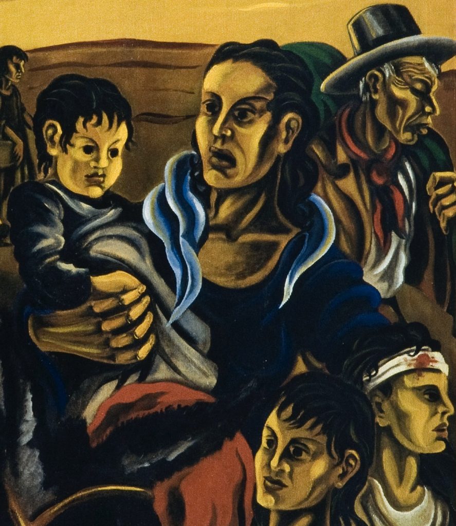Helios Gómez: Helios Gómez, Evacuation, 1937, Museu Nacional D’Art de Catalunya, Barcelona, Spain. Detail.
