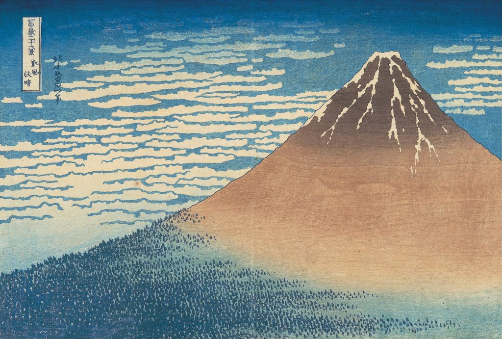 Hokusai Great Wave: Katsushika Hokusai, Fine Wind, Clear Morning, from Thirty-Six Views of Mount Fuji, ca. 1830-1832, Shimane Art Museum, Matsue, Japan.
