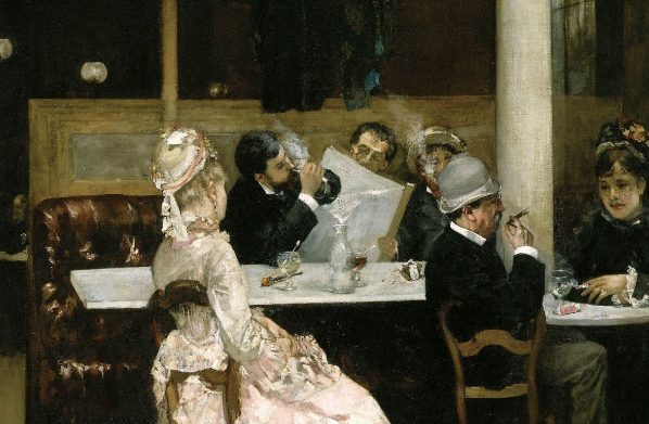 parisian bistro in art: Henri Gervex, Café Scene in Paris, 1877, Detroit Institute of Art, Detroit, MI, USA. Detail.
