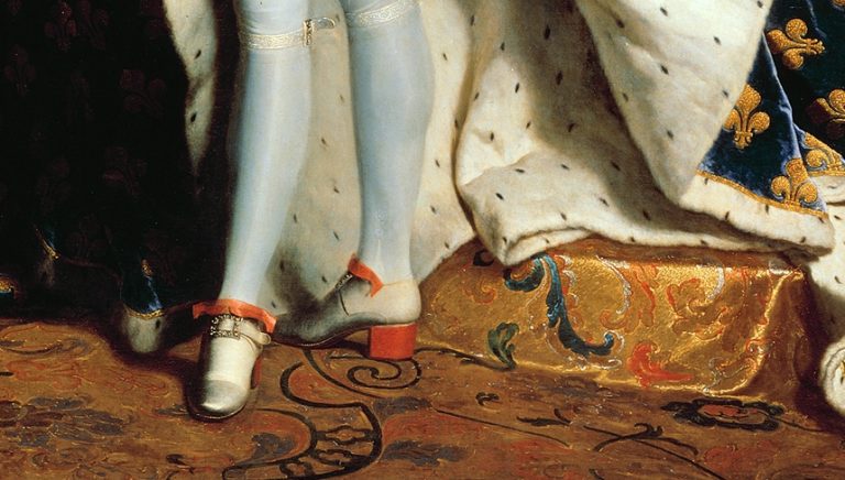 Men in Heels: Hyacinthe Rigaud, Portrait of Louis XIV of France, 1701, Louvre, Paris, France. Detail.
