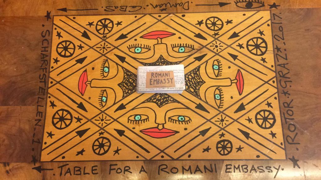 Delaine Le Bas: Delaine Le Bas, Table for Romani Embassy, 2019. Artist’s website.
