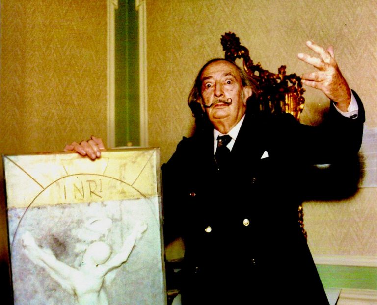 salvador Dalí lost wax: Salvador Dalí with the “Lost Wax.” Courtesy of Harte International Galleries. Detail.
