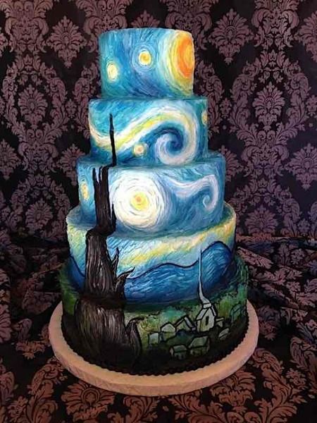 Cake Art: Cake inspired by Vincent van Gogh. Photograph by Breyanne’s Sweets via Pinterest.
