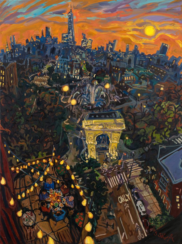 Sonya Sklaroff, Springtime NYC style, 48x36, oil on canvas, 2022