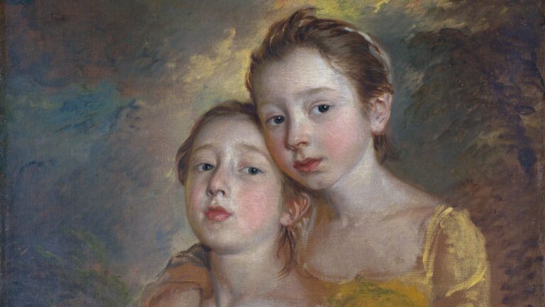 Thomas Gainsborough daughters: Thomas Gainsborough, The Artist’s Daughters with a Cat, 1759–1761, National Gallery, London, UK. Detail.

