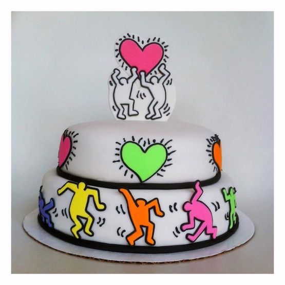 Cake Art: Cake inspired by Keith Haring. Photograph by Bella’s Bakery via Pinterest.
