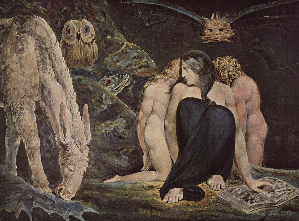 witches in art: Witches in art: William Blake, Triple Hecate or The Night of Enitharmon’s Joy, 1795, Tate Gallery, London, UK.
