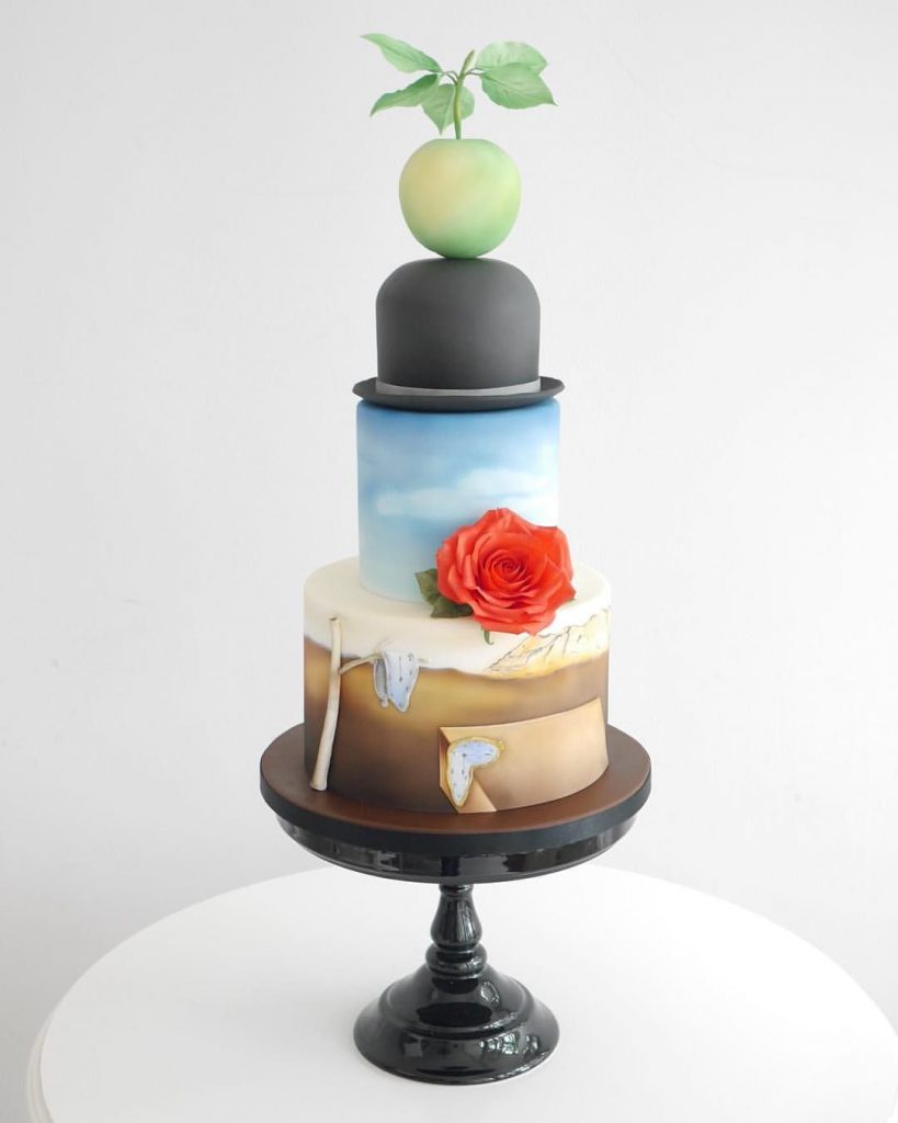 Cake Art: Cake inspired by René Magritte and Salvador Dalì. Photograph by Zoë Clark Cakes via Pinterest.
