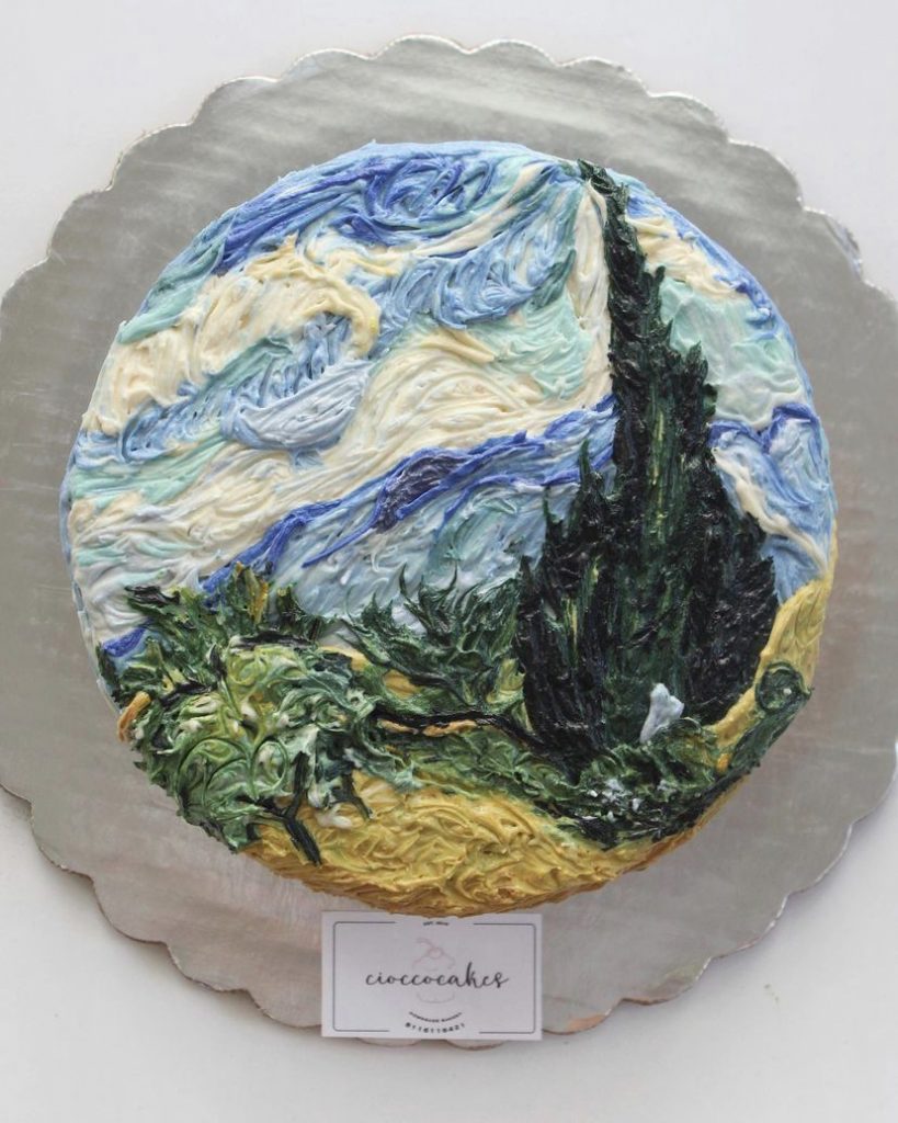 Cake Art: Cake inspired by Vincent van Gogh. Photograph by Cioccocakes via Pinterest.
