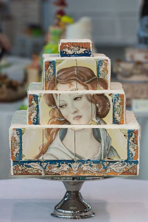 Cake Art: Cake inspired by Sandro Botticelli. Photograph by Laura Saporiti Pastry and Cake Art via Pinterest.
