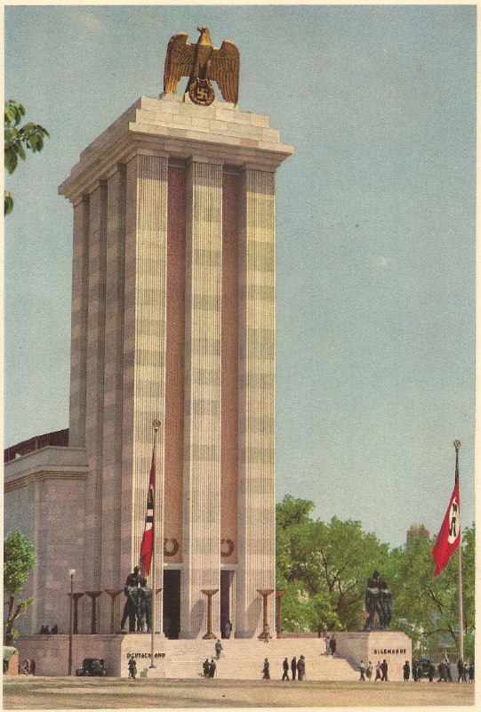 Totalitarian architecture: The Nazi German pavilion in Paris, France. Albert Speer, 1937.
