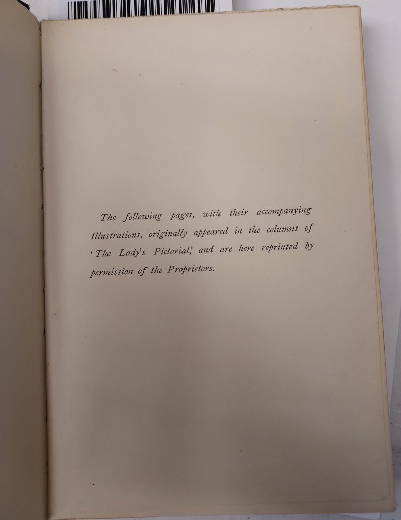 Edith Somerville: Author’s note, In the Vine Country by E. OE. Somerville and Violet Martin, 1893, National Sporting Library & Museum, Middleburg, VA, USA. Photo by the author.
