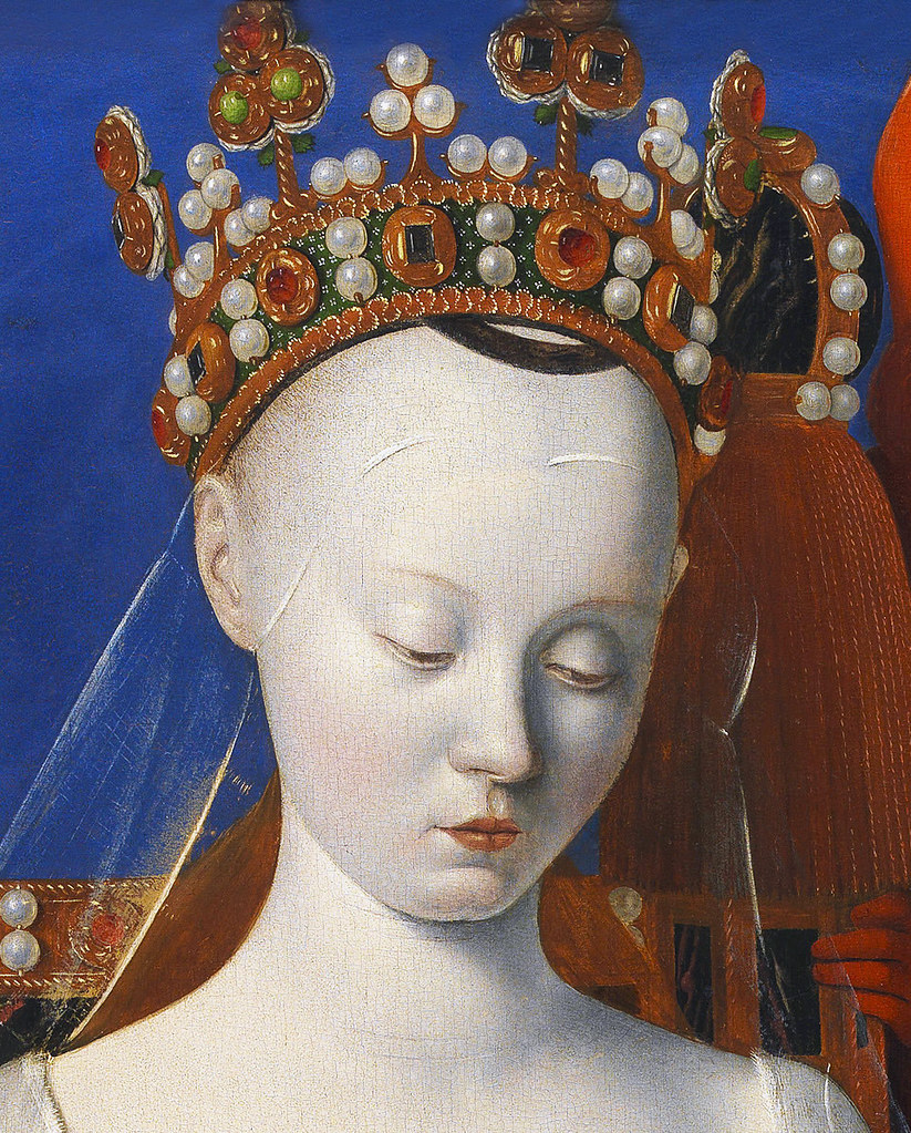 Jean Fouquet, Virgin and Child Surrounded by Angels, ca. 1450s, Royal Museum of Fine Arts Antwerp, Antwerp, Belgium. Detail.
