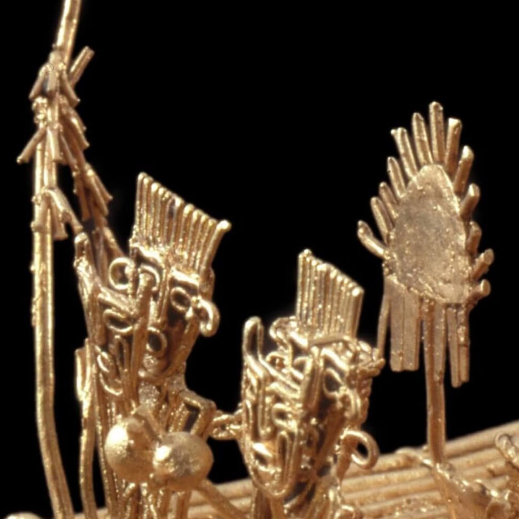 Muisca Raft: Muisca Raft, ca. 600-1600, gold, Museo del Oro, Bogotá, Colombia. Detail.
