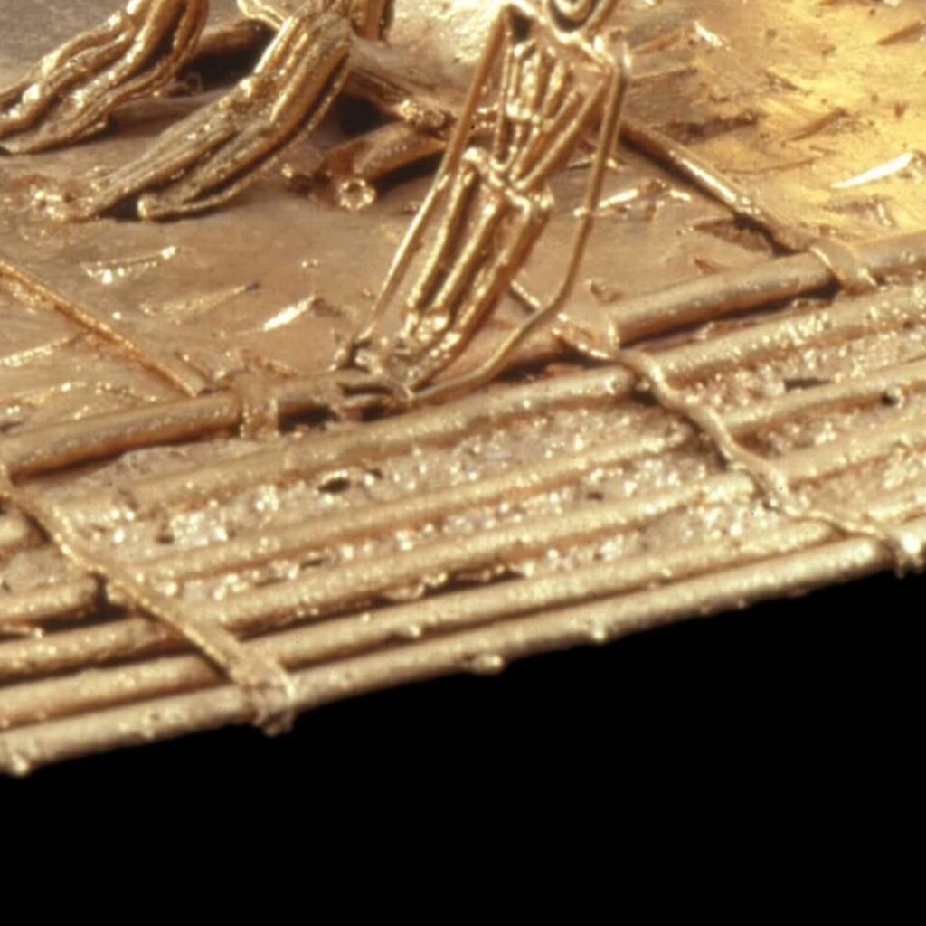 Muisca Raft, ca 600-1600, gold, Museo del Oro, Bogotá, Colombia. Detail.