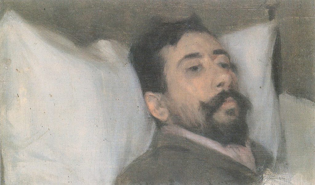 Rusiñol's friend Ramon Canudas lying on a pillow.