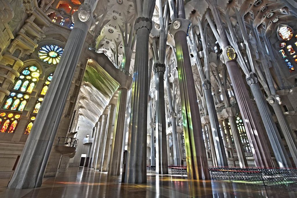 Sagrada Familia: Antoni Gaudí, Sagrada Familia, interior, Barcelona, Spain. Sagrada Familia website.

