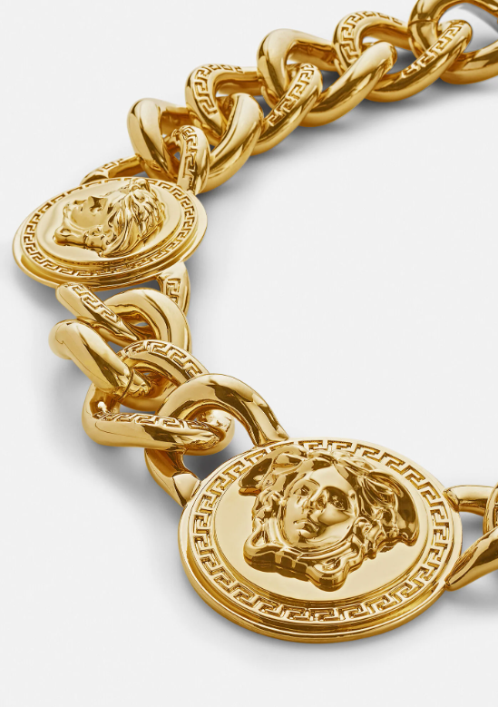 medusa jewelry: Versace, Medusa Chain Necklace, brass. Versace’s website.
