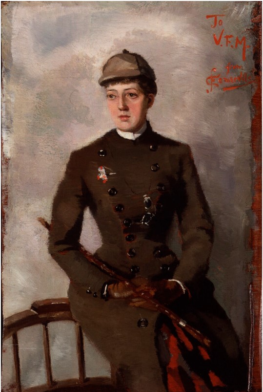 oil painting of a woman wearing a riding habit