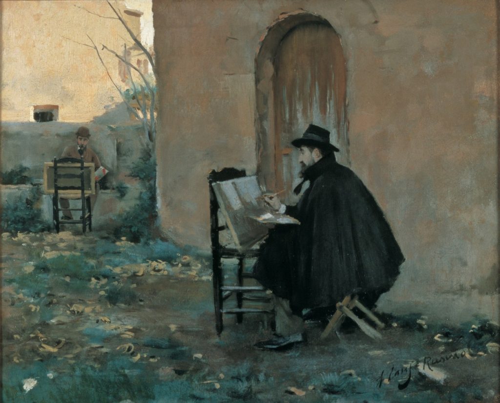 santiago Rusiñol: Ramon Casas & Santiago Rusiñol, Painting Each Other, ca. 1890, Cau Ferrat Museum, Sitges, Spain. Google Arts & Culture.
