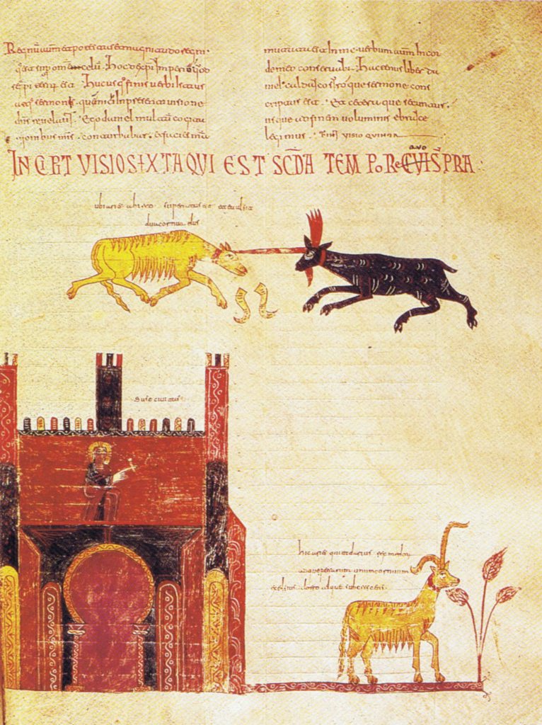 Ende: Ende, Vision of the prophet Daniel from Gerona Beatus, ca. 975 CE, Cathedral of Girona, Girona, Spain.
