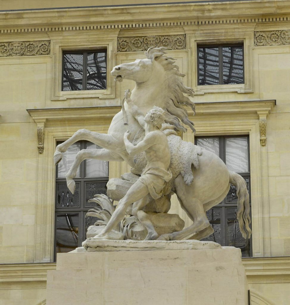 Louvre hidden gems: Guillaume Coustou, Horse Restrained by a Groom (2) also known as Marly Horse, 1745, Louvre, Paris, France.
